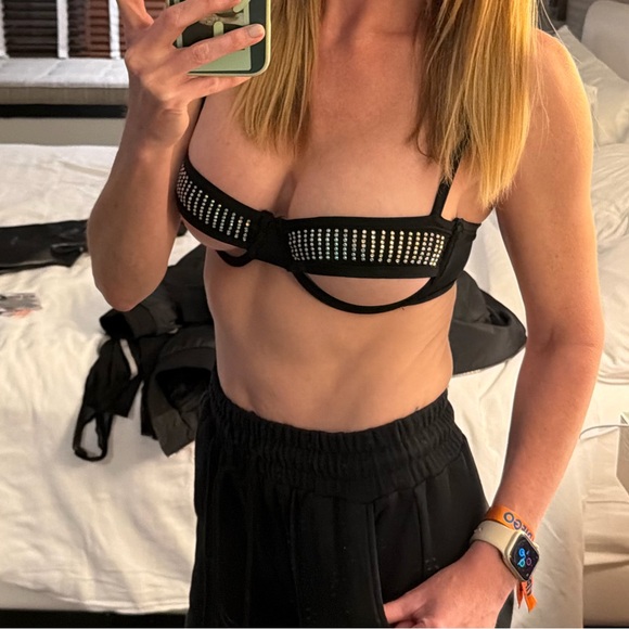 iHeartRaves Black Rhinestone Studded Bra - M - Picture 4 of 4